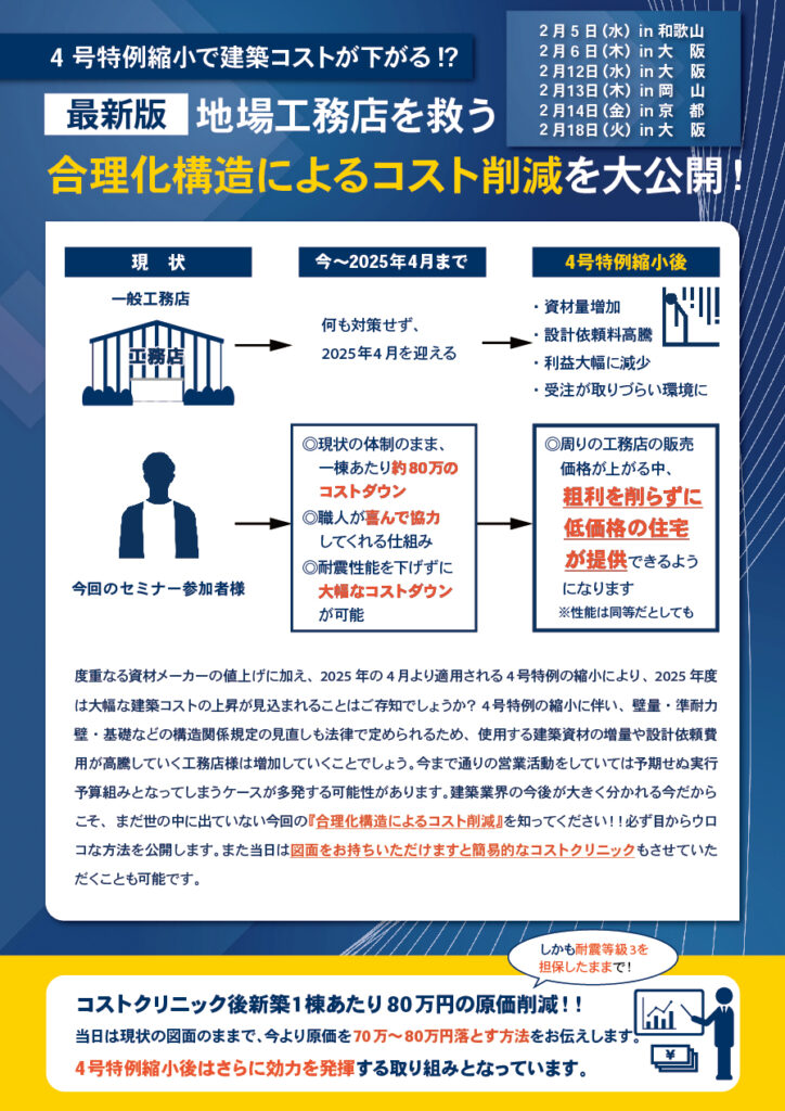 最新版地場工務店を救う合理化構造によるコスト削減を大公開!